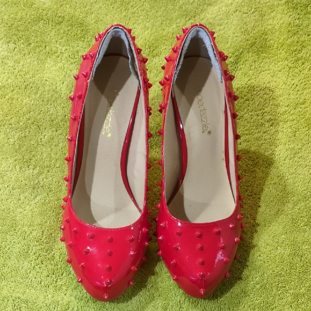 Shoe Dazzle Red Studded Heels